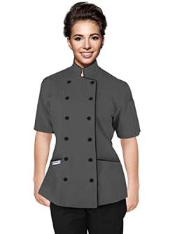 Uniformates Kurze Ärmel Damen Damen Tailored Fit Kochmantel Jacken (Grau, S) von Uniformates