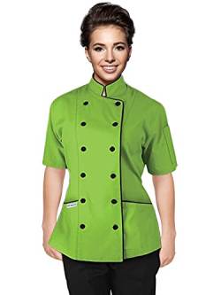 Uniformates Kurze Ärmel Damen Damen Tailored Fit Kochmantel Jacken (Grün, XL) von Uniformates
