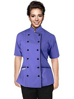Uniformates Kurze Ärmel Damen Damen Tailored Fit Kochmantel Jacken (Violett, XL) von Uniformates