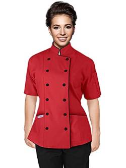 Uniformates Kurze Ärmel Damen Damen Tailored Fit Kochmantel Jacken (rot, L) von Uniformates