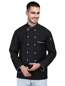 Uniformates Langarm-Kochjacke für Damen, Herren, Koch bäcker und Köche (Schwarz, M) von Uniformates