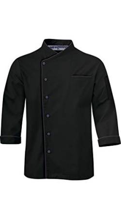 Uniformates Langarm Kochjacke für Damen und Herren einheitliches Kostüm für Catering Caterer und kulinarische Profis (Schwarz, L) von Uniformates