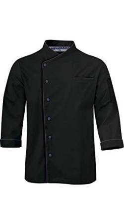 Uniformates Langarm Kochjacke für Damen und Herren einheitliches Kostüm für Catering Caterer und kulinarische Profis (Schwarz, M) von Uniformates