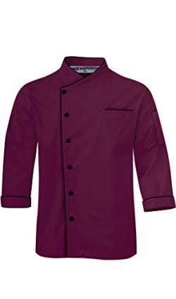 Uniformates Langarm Kochjacke für Damen und Herren einheitliches Kostüm für Catering Caterer und kulinarische Profis (Violett, L) von Uniformates