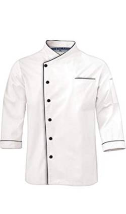 Uniformates Langarm Kochjacke für Damen und Herren einheitliches Kostüm für Catering Caterer und kulinarische Profis (Weiß, L) von Uniformates