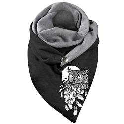 Uninevp Dreieckschal Damen Warmer Loop Schal Große Rundschal Herbst Winter Schmetterling Print Schal Poncho Cape mit Knopf Weicher Wickel Halstuch Dreiecksschal Schlauchschal von Uninevp