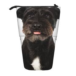 Nette Schnauzer Druck Bleistift Fall Teleskop Stift Tasche Stehend Pop Up Bleistift Halter Mit Reißverschluss Für Büro, Schwarz , Einheitsgröße von Uniond