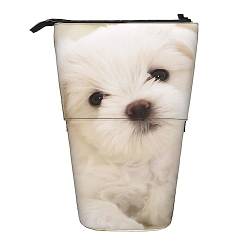 West Highland White Terrier Print Pencil Case Teleskop Pen Pouch Standing Pop Up Pencil Holder Pen Bag for Office, Schwarz , Einheitsgröße, Münzbeutel von Uniond