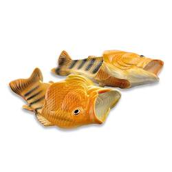 Uniqstore Sandalen Tricky Fisch Hausschuhe Kreative Fisch Stil Strandschuhe Simulation Fisch Strand Hausschuhe für Männer Jungen Grün, Orange - Orange - Größe: 37/37.5 EU von Uniqstore