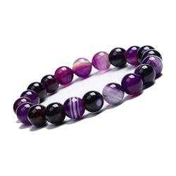 Unique Chakra Buddha lila Agate Perlen Armband 10mm Achat Energiearmband Heilsteine dehnbar Juweliers Qualität von Unique Gems