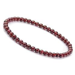 Unique Gems dezente roter Granat Edelstein Damen Armbänder Ø 4mm Chakra Perlen Buddha Schutzarmband von Unique Gems