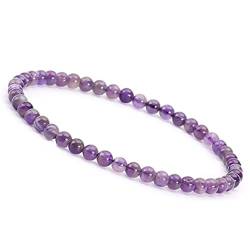 Unique Gems dezentes Amethyst Edelstein Damen Armband Ø 4mm Chakra Perlen Buddha Schutzarmband von Unique Gems