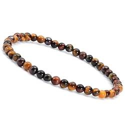 Unique Gems dezentes Tigerauge Edelstein Damen Armband Ø 4mm Chakra Perlen Buddha Schutzarmband von Unique Gems