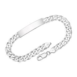 Unique Sports 7,5mm 925 Silber Armband Gravur Länge wählbar (19-25cm) ID0075 (Länge: 25cm) von Unique Sports