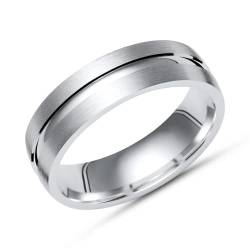 Unique Silberring 925 Sterling Silber matt Glanzrille 6mm breit R8528 von Unique