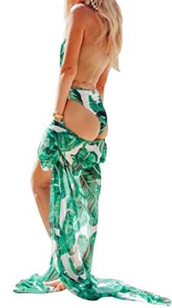 Uniquestyle Damen Sommer Kimono Cardigan Strand Chiffon Bluse Tops Boho Bikini Cover Up Palm Leaf One Size von Uniquestyle