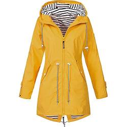 Uniqueunsame Regenjacke Damen Wasserdicht Atmungsaktiv Regenjacke mit Kapuze,Damen Regenjacke Leichte Große Größen Sport Regenparka Sonnenschutz Winddicht Regenmantel Jacken Damen Mantel mit Taschen von Uniqueunsame