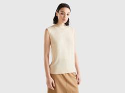 Benetton, Ärmelloser Pullover In Einer Viskosemischung, größe S, Beige, female von United Colors of Benetton