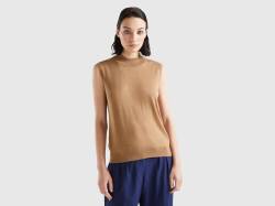 Benetton, Ärmelloser Pullover In Einer Viskosemischung, größe XL, Camel, female von United Colors of Benetton