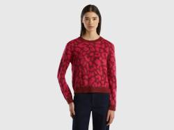 Benetton, Animalier-pullover Aus Mohair-mischung, größe XL, Rot, female von United Colors of Benetton