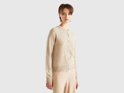 Benetton, Beigefarbener Cardigan Aus Reinem Cashmere, größe XL, Beige, female von United Colors of Benetton