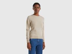 Benetton, Beigefarbener Pullover Aus Merinowolle Mit Rundausschnitt, größe S, Beige, female von United Colors of Benetton