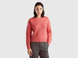 Benetton, Boxy-fit-pullover Mit Besonderer Verarbeitung, größe L, Lachs, female von United Colors of Benetton