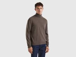 Benetton, Brauner Rollkragenpullover Aus Merinowolle, größe L, Braun, male von United Colors of Benetton