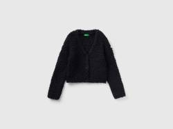 Benetton, Cardigan Bouclé Mit V-ausschnitt, größe XL, Schwarz, female von United Colors of Benetton