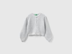 Benetton, Cardigan Mit Lurex, größe 110, Grau, female von United Colors of Benetton