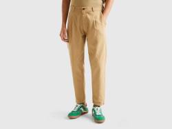 Benetton, Carrot-fit-chinos Aus Leichter Baumwolle, größe 52, Beige, male von United Colors of Benetton