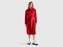 Benetton, Chemisier-midikleid Mit Gürtel, größe S, Rot, female von United Colors of Benetton