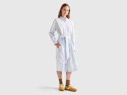 Benetton, Chemisier-midikleid Mit Gürtel, größe S, Weiss, female von United Colors of Benetton