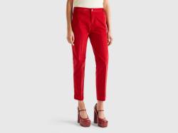 Benetton, Chinos Aus Elastischem Cordstoff, größe 44, Rot, female von United Colors of Benetton