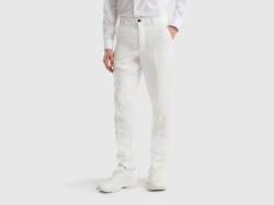 Benetton, Chinos Aus Reinem Leinen, größe 48, Cremeweiss, male von United Colors of Benetton