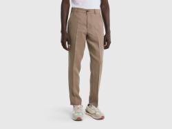 Benetton, Chinos Aus Reinem Leinen, größe 54, Taubengrau, male von United Colors of Benetton