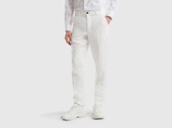 Benetton, Chinos Aus Reinem Leinen, größe 56, Cremeweiss, male von United Colors of Benetton