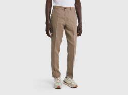 Benetton, Chinos Aus Reinem Leinen, größe 56, Taubengrau, male von United Colors of Benetton