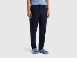 Benetton, Chinos Aus Reinem Leinen, größe 58, Dunkelblau, male von United Colors of Benetton