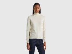 Benetton, Cremefarbener Rollkragenpullover Aus Merinowolle, größe S, Cremeweiss, female von United Colors of Benetton