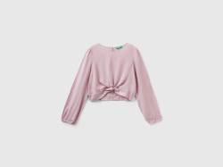 Benetton, Cropped-bluse Mit Knoten, größe M, Pink, female von United Colors of Benetton