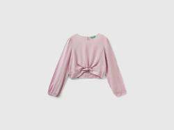 Benetton, Cropped-bluse Mit Knoten, größe XL, Pink, female von United Colors of Benetton