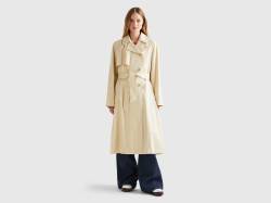 Benetton, Doppelreihiger Midi-trenchcoat, größe M, Beige, female von United Colors of Benetton