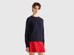 Benetton, Dunkelblauer Cardigan Aus Reinem Cashmere, größe L, Dunkelblau, female von United Colors of Benetton