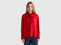 Benetton, Fließende Bluse Mit Bändern, größe M, Rot, female von United Colors of Benetton