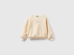 Benetton, Geschlossenes Sweatshirt Mit Teddybär-effekt, größe 110, Beige, female von United Colors of Benetton