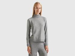 Benetton, Grauer Rollkragenpullover In Einer Mischung Aus Wolle Und Cashmere, größe XS, Hellgrau, female von United Colors of Benetton