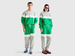 Benetton, Jogginghose In Grün Und Hellgrau, größe L, Grün, male von United Colors of Benetton