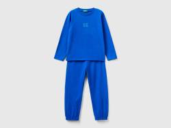 Benetton, Langer Pyjama Aus Warmem Jersey, größe M, Verkehrsblau, male von United Colors of Benetton