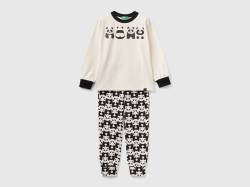 Benetton, Langer Pyjama Mit Panda-print, größe 2XL, Bunt, male von United Colors of Benetton